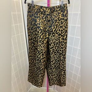 NWT Warehouse Black and Gold Animal Print Pants Jacquard Animal Print Trousers